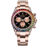 Cosmograph Daytona 116595RBOW, 18K Rose Gold, Rainbow Bezel, Black Diamond Dial, 40 mm